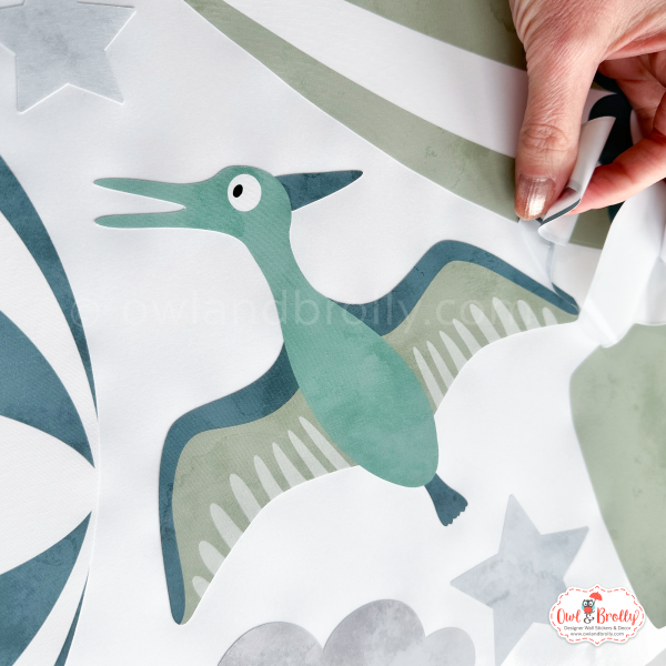 Dinosaur Hot Air Balloons Wall Stickers (Muted Colours Yellows, Browns, Greens and Blues) - Image 6