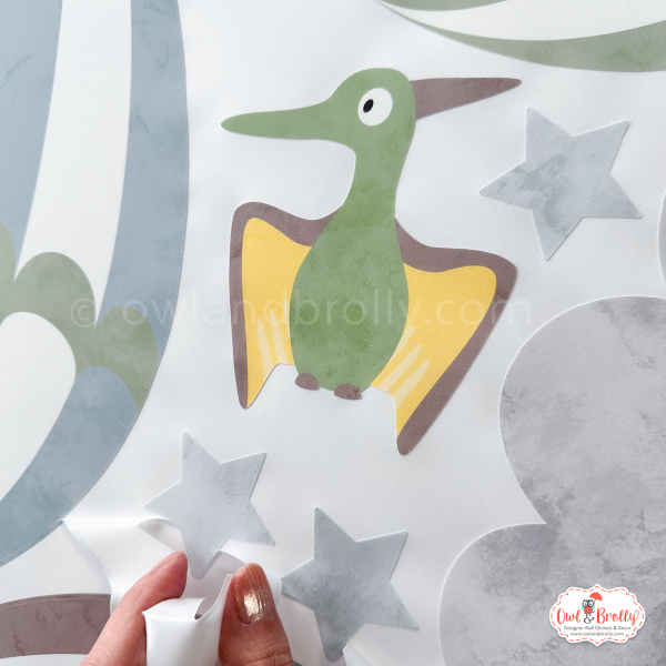 Dinosaur Hot Air Balloons Wall Stickers (Muted Colours Yellows, Browns, Greens and Blues) - Image 8