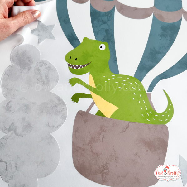 Dinosaur Hot Air Balloons Wall Stickers (Muted Colours Yellows, Browns, Greens and Blues) - Image 10