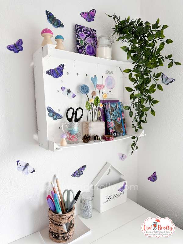 Watercolour British Butterfly Wall Decals (smaller spaces collection A5 sheet) Mix Coloured Set