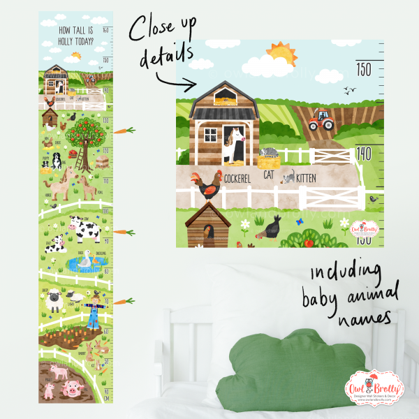 Farm Yard Height Growth Chart Wall Sticker