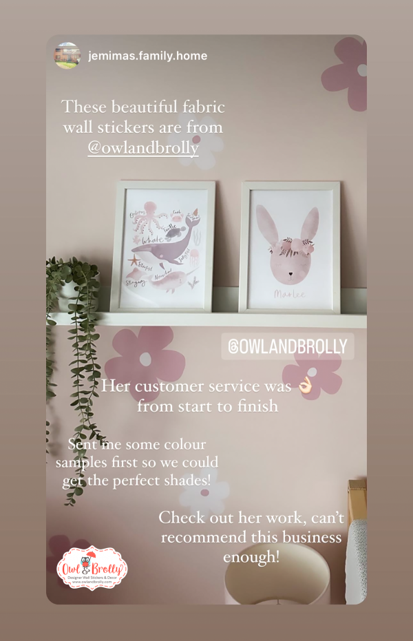 Mixed Sized Large Muted Dusky Pink And White Daisy Decals - Image 2