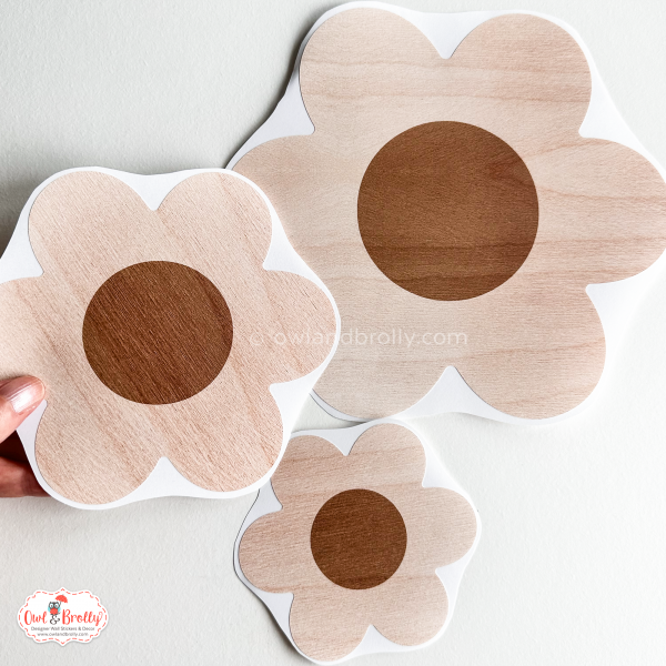 Wooden Plywood Printed Faux Effect Daisy Wall Stickers - Image 2