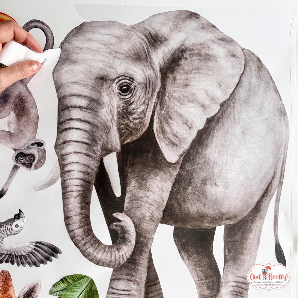 Watercolour Jungle Safari Animal Fabric Wall Sticker Decals Medium Scale - Image 15