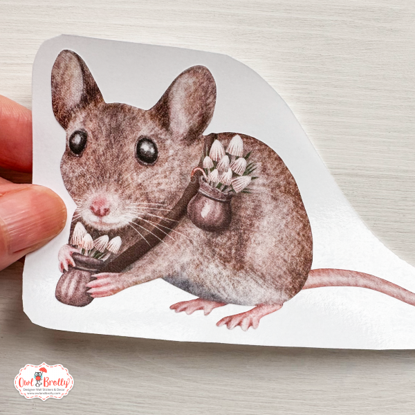 Watercolour Mouse Wall Sticker Set Foraging Mouse and Nomad House - Image 4