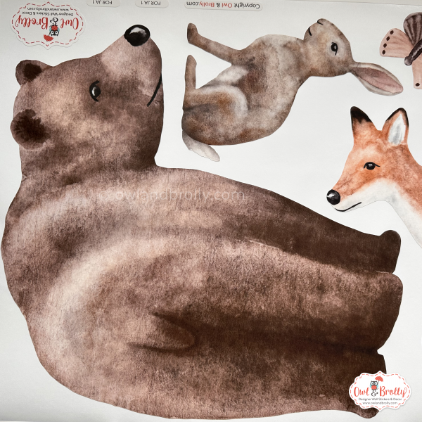 Watercolour Forest Just Animals Wall Stickers Decals Range (Small Set) - Image 5
