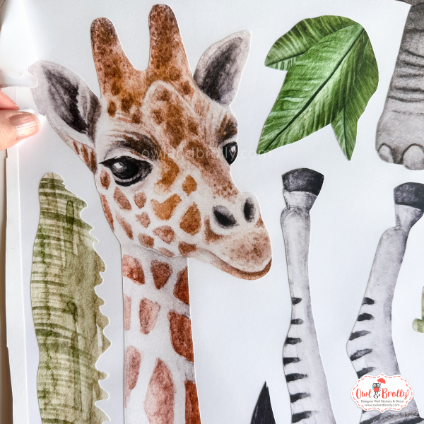 Watercolour Jungle Safari Animal Fabric Wall Sticker Decals Medium Scale - Image 14
