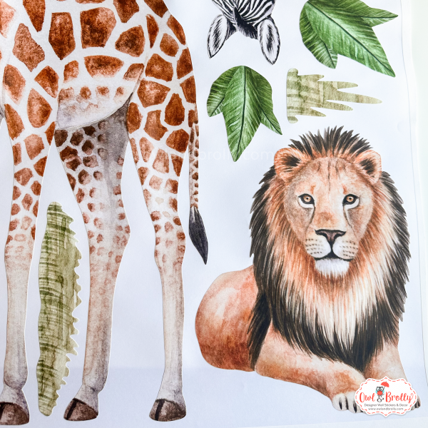Watercolour Jungle Safari Animal Fabric Wall Sticker Decals Medium Scale - Image 11
