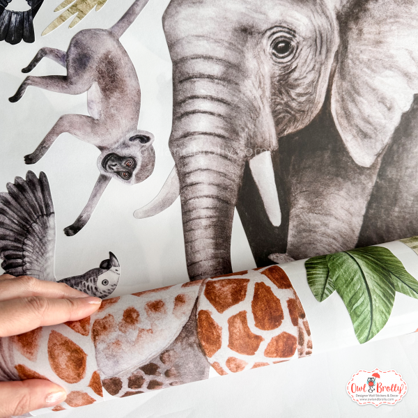 Watercolour Jungle Safari Animal Fabric Wall Sticker Decals Medium Scale - Image 10