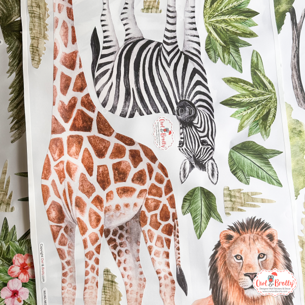 Watercolour Jungle Safari Animal Fabric Wall Sticker Decals Medium Scale - Image 4