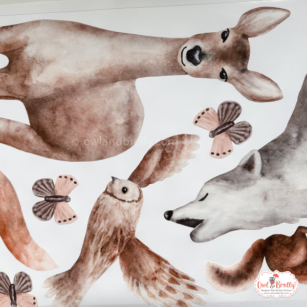 Watercolour Forest Just Animals Wall Stickers Decals Range (Small Set) - Image 4