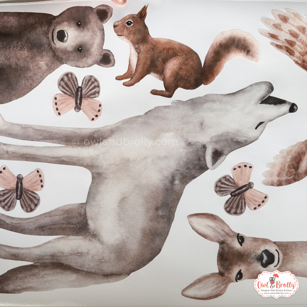 Watercolour Forest Just Animals Wall Stickers Decals Range (Small Set) - Image 3