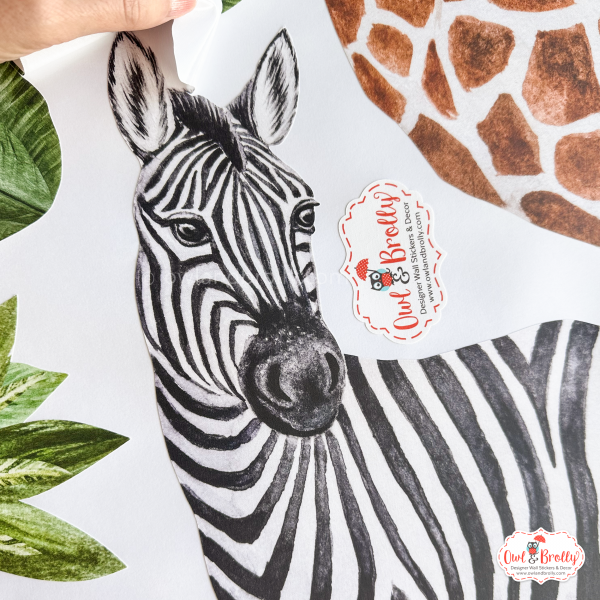 Watercolour Jungle Safari Animal Fabric Wall Sticker Decals Medium Scale - Image 2