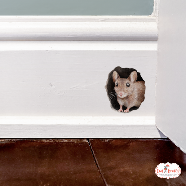 Watercolour Mouse Decal Hole In The Wall - The Cheese Thief Duo Decal Set - Image 2