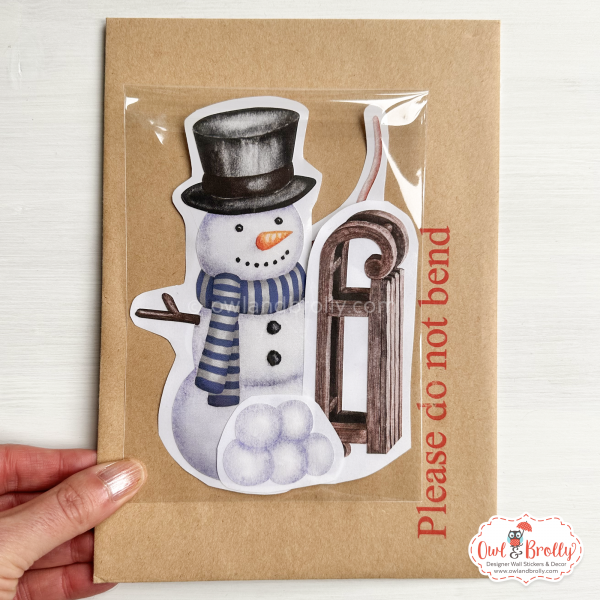 Watercolour Mouse Wall Sticker - Winter Snowman And Woolly Hat Mouse Set In Muted Blues and Green Colours (mittens/boots or none) - Image 8